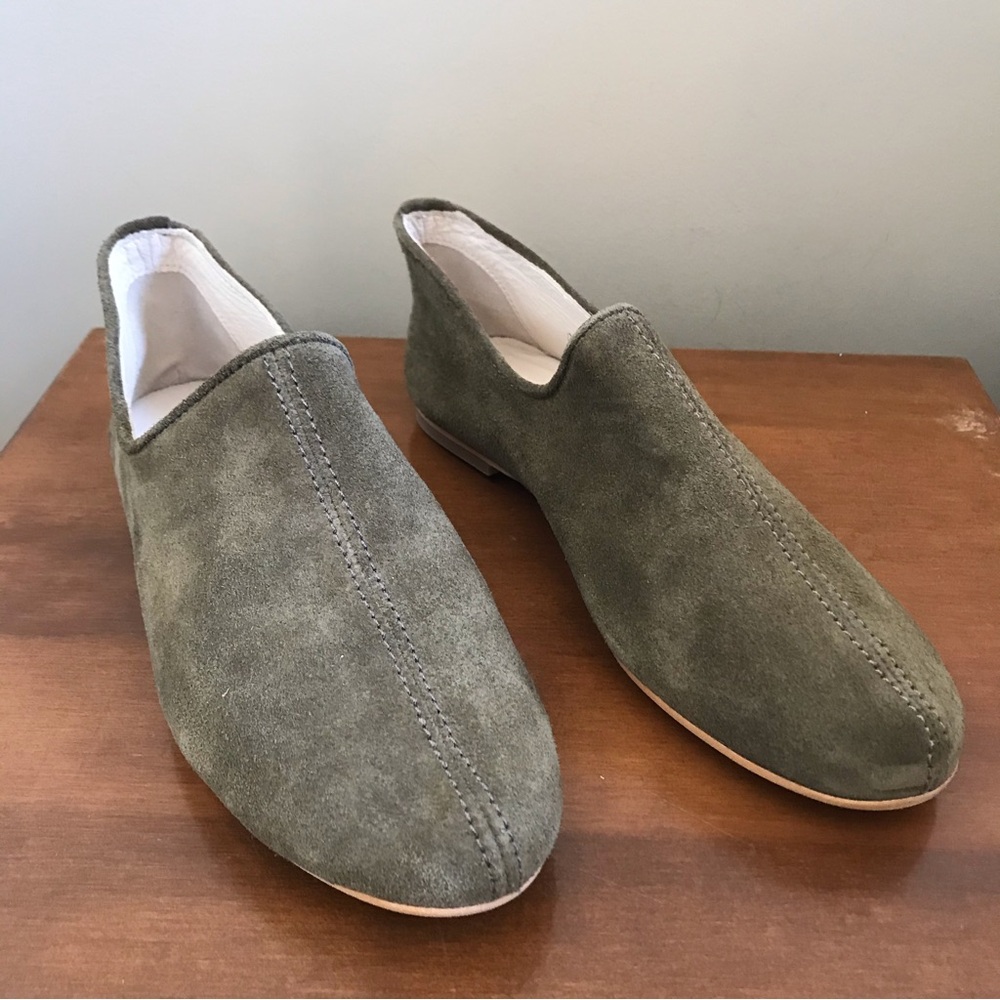 Odd Bird Olive Suede Slipper Flats
